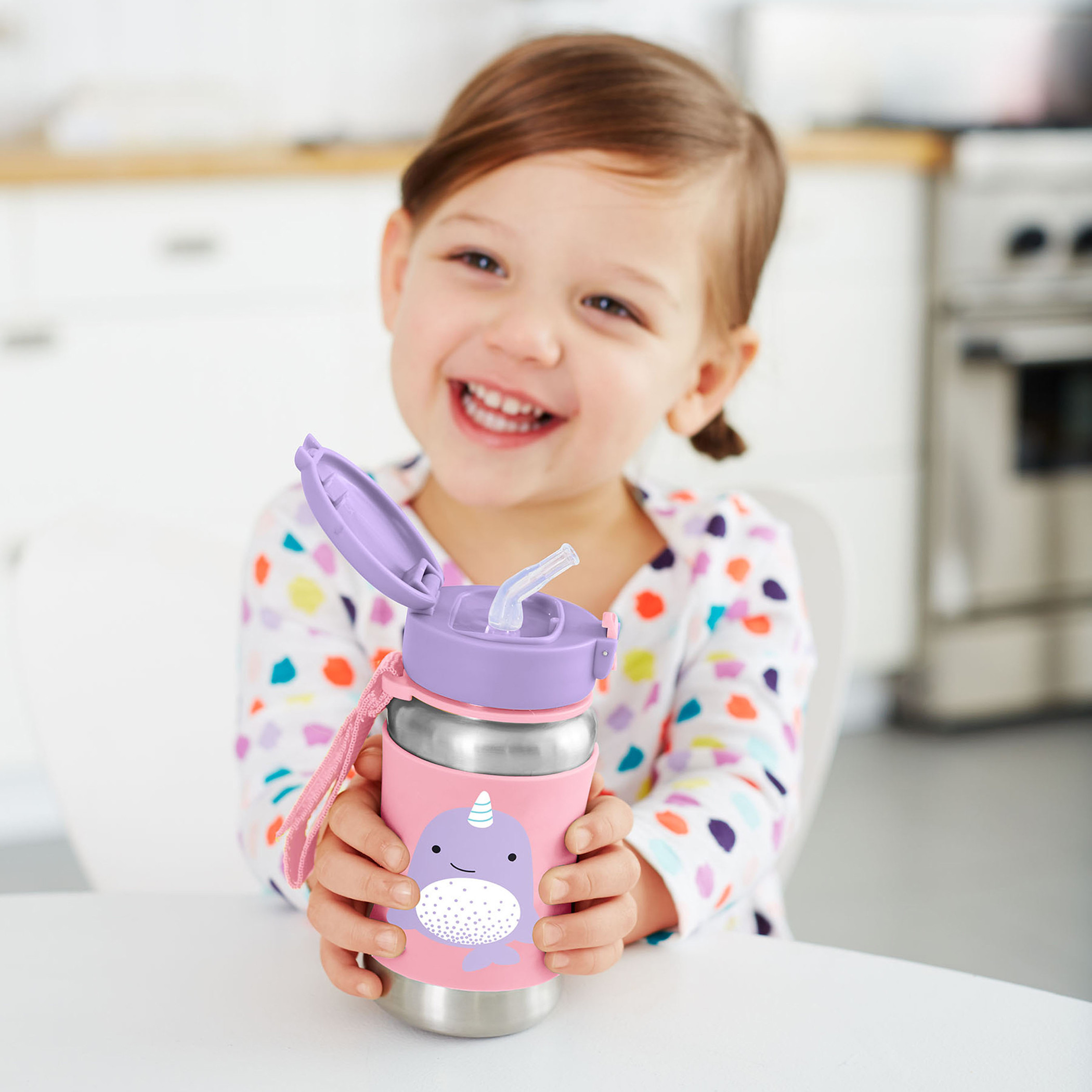 Skip Hop Zoo Narwhal Print Stainless Steel Straw Bottle-school-waterbottles-image-3
