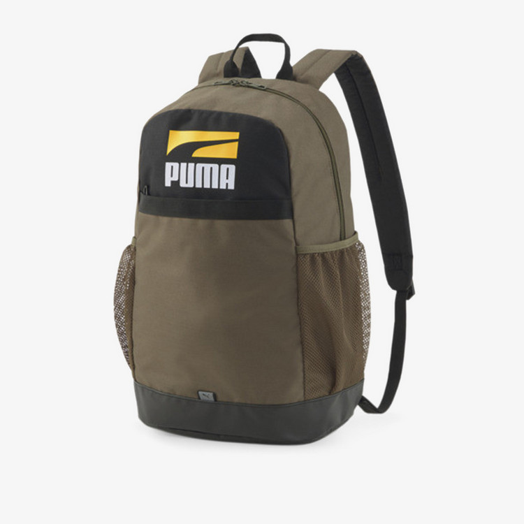 Puma Logo Print Backpack with Adjustable Straps and Zip Closure