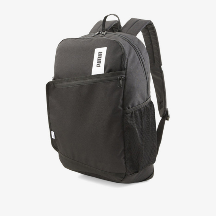 Puma Logo Print Backpack with Adjustable Straps and Zip Closure