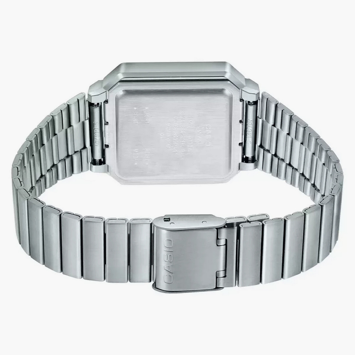Casio Unisex Stainless Steel Silver Strap Digital Watch - A100WE-1ADF-men-watchesandjewellery-watches-image-4