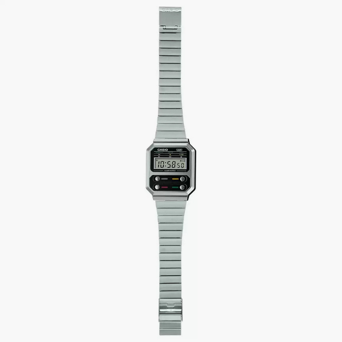 Casio Unisex Stainless Steel Silver Strap Digital Watch - A100WE-1ADF-men-watchesandjewellery-watches-image-5