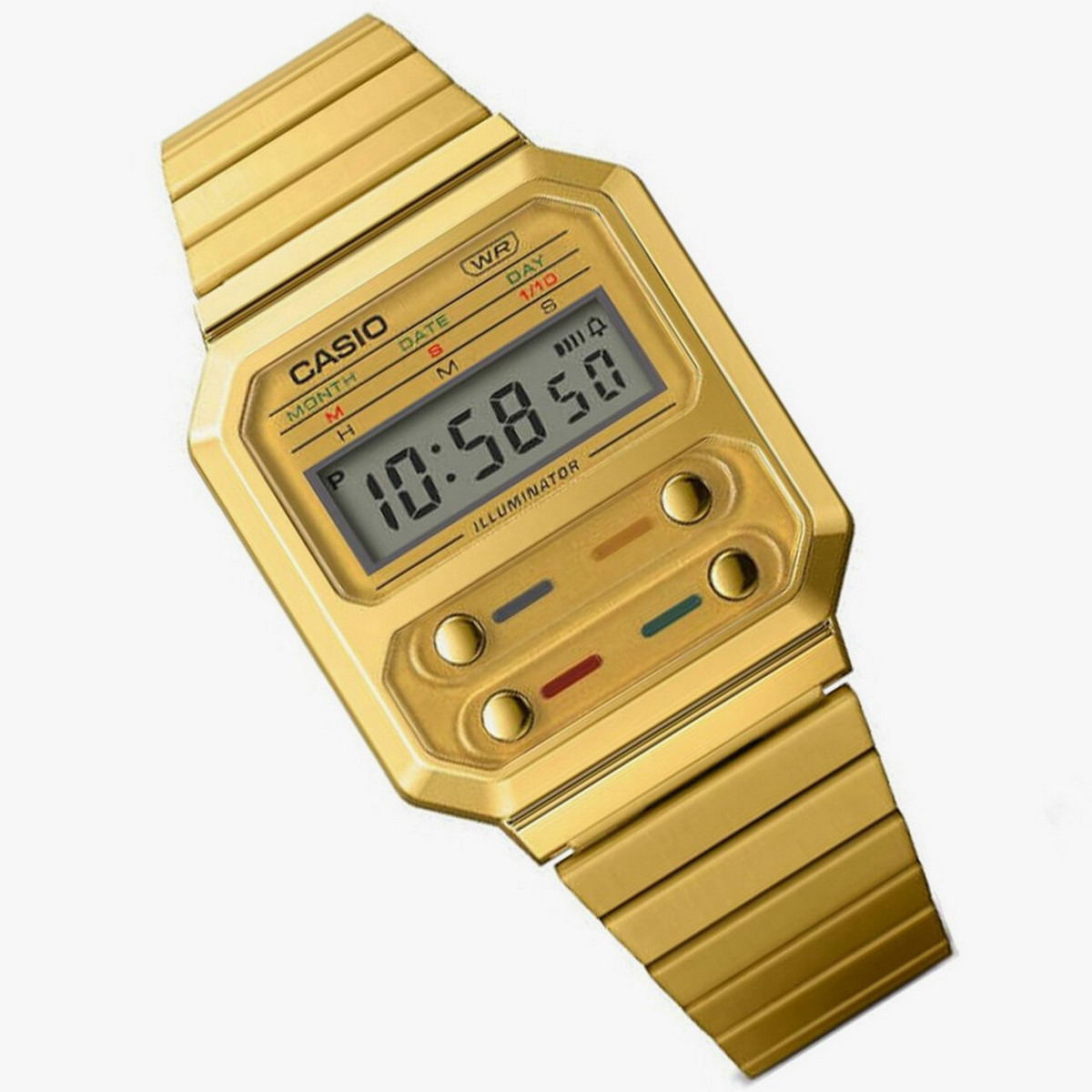 ساعة كاسيو شاشة رقمية بسوار ذهبي من الستانلس ستيل للجنسين A100WEG-9ADF-men-watchesandjewellery-watches-image-2