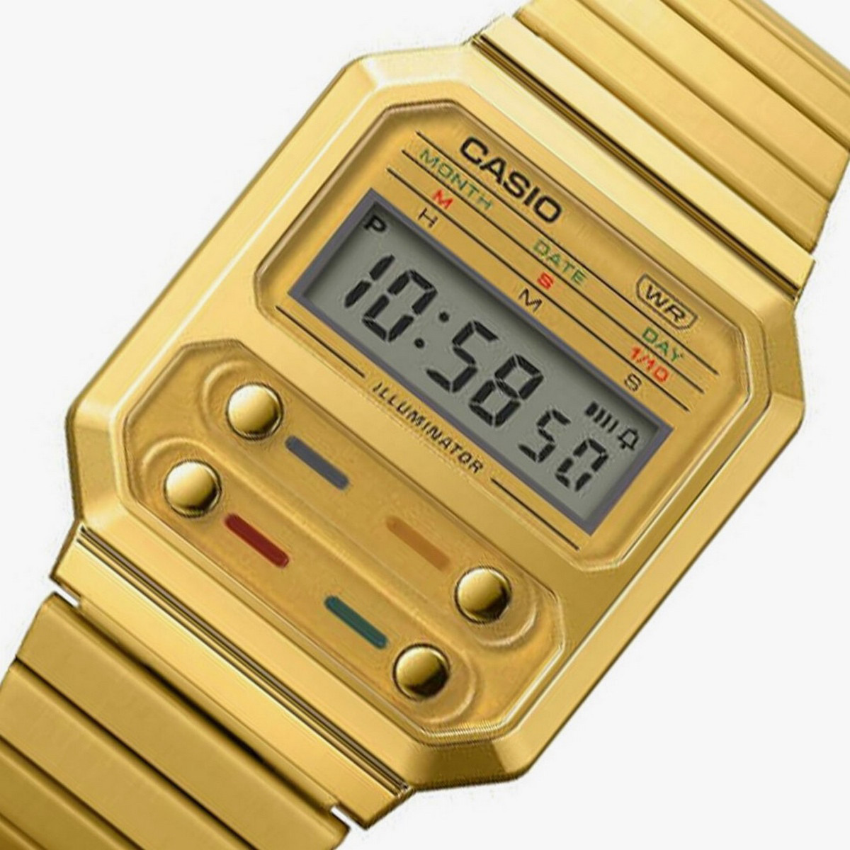 ساعة كاسيو شاشة رقمية بسوار ذهبي من الستانلس ستيل للجنسين A100WEG-9ADF-men-watchesandjewellery-watches-image-4