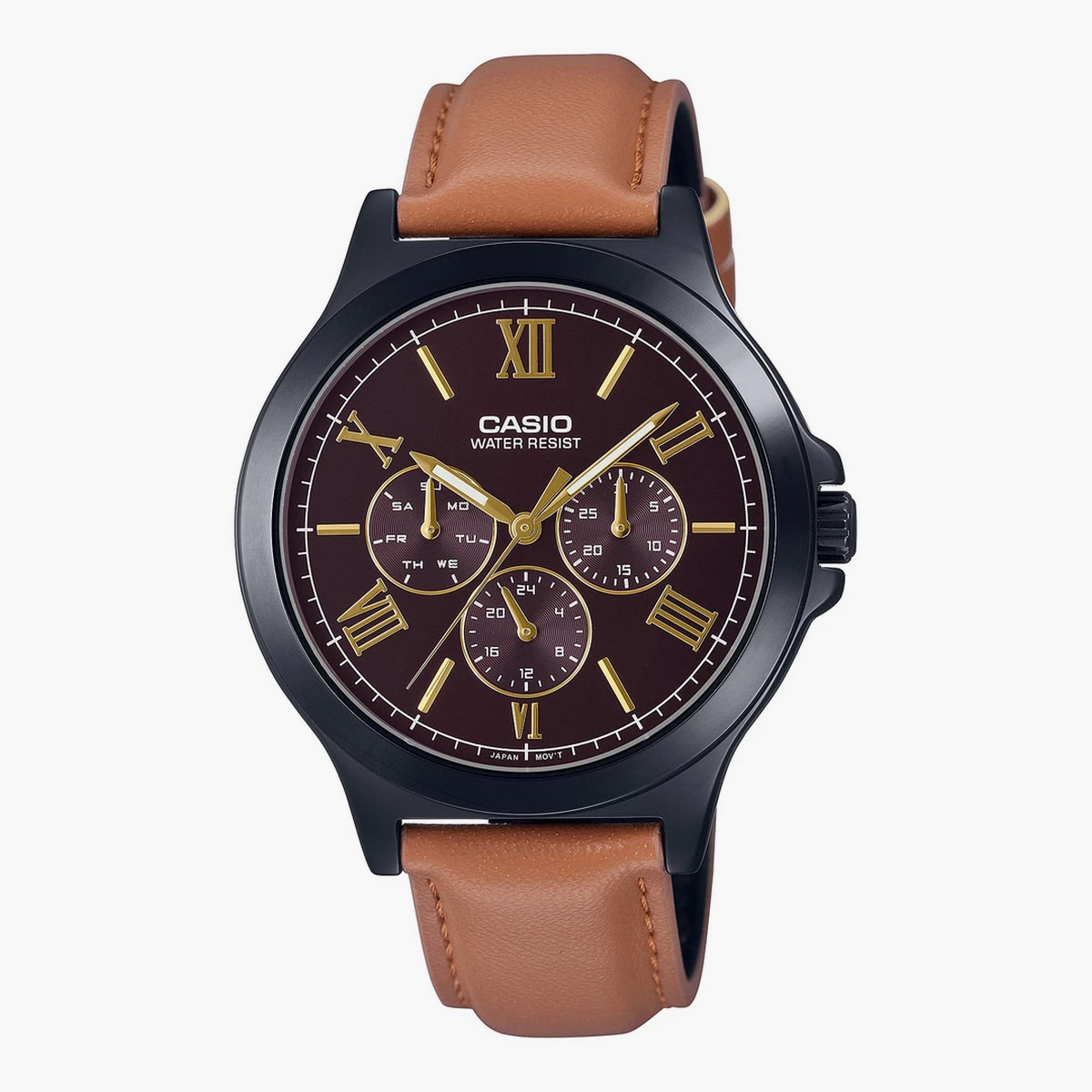 Casio Men Leather Brown Strap Analog Watch - MTP-V300BL-5AUDF-men-watchesandjewellery-watches-image-1