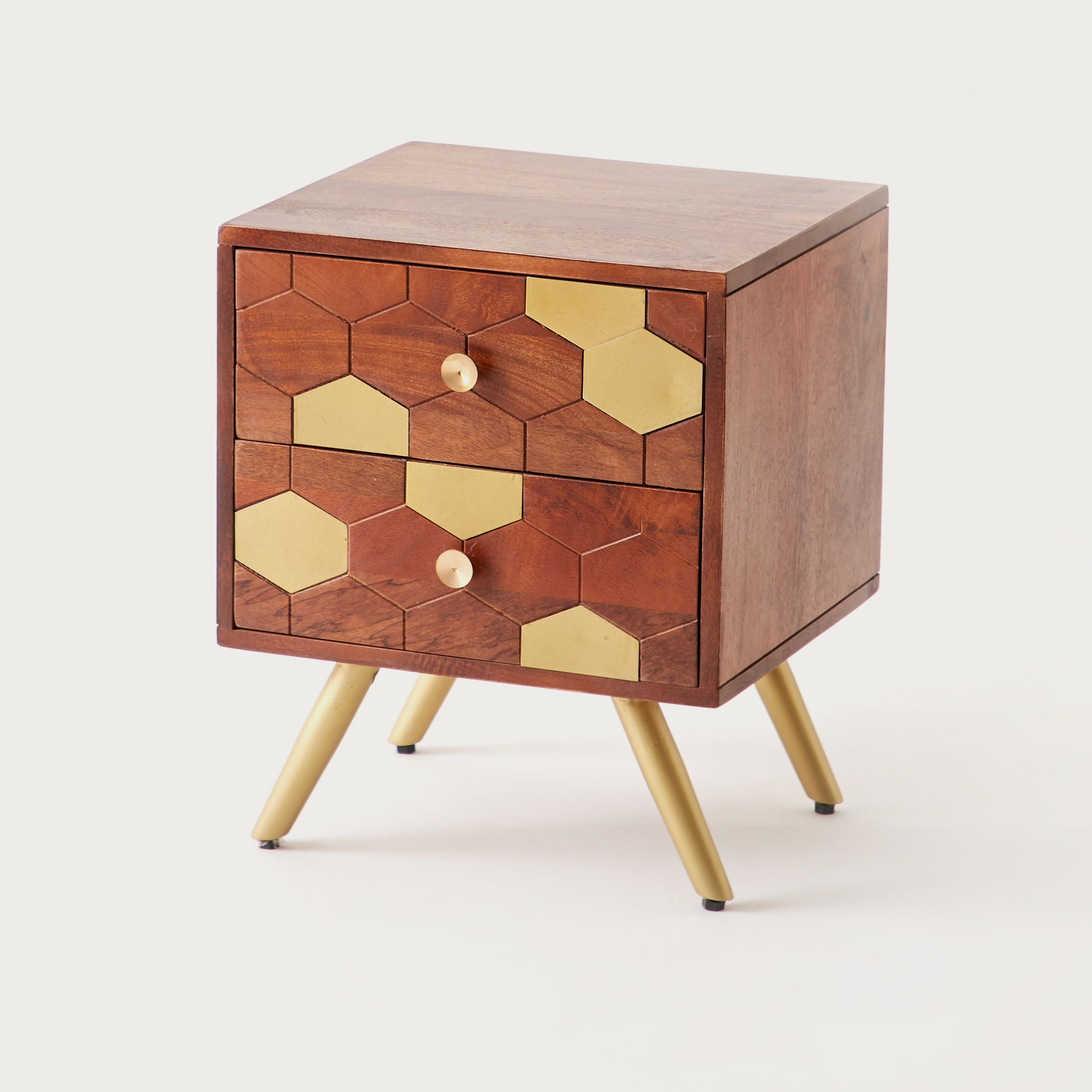 Wooden 2-Drawer Bedside Table - 40x35x50 cms-furniture-bedroom-nightstands-image-1