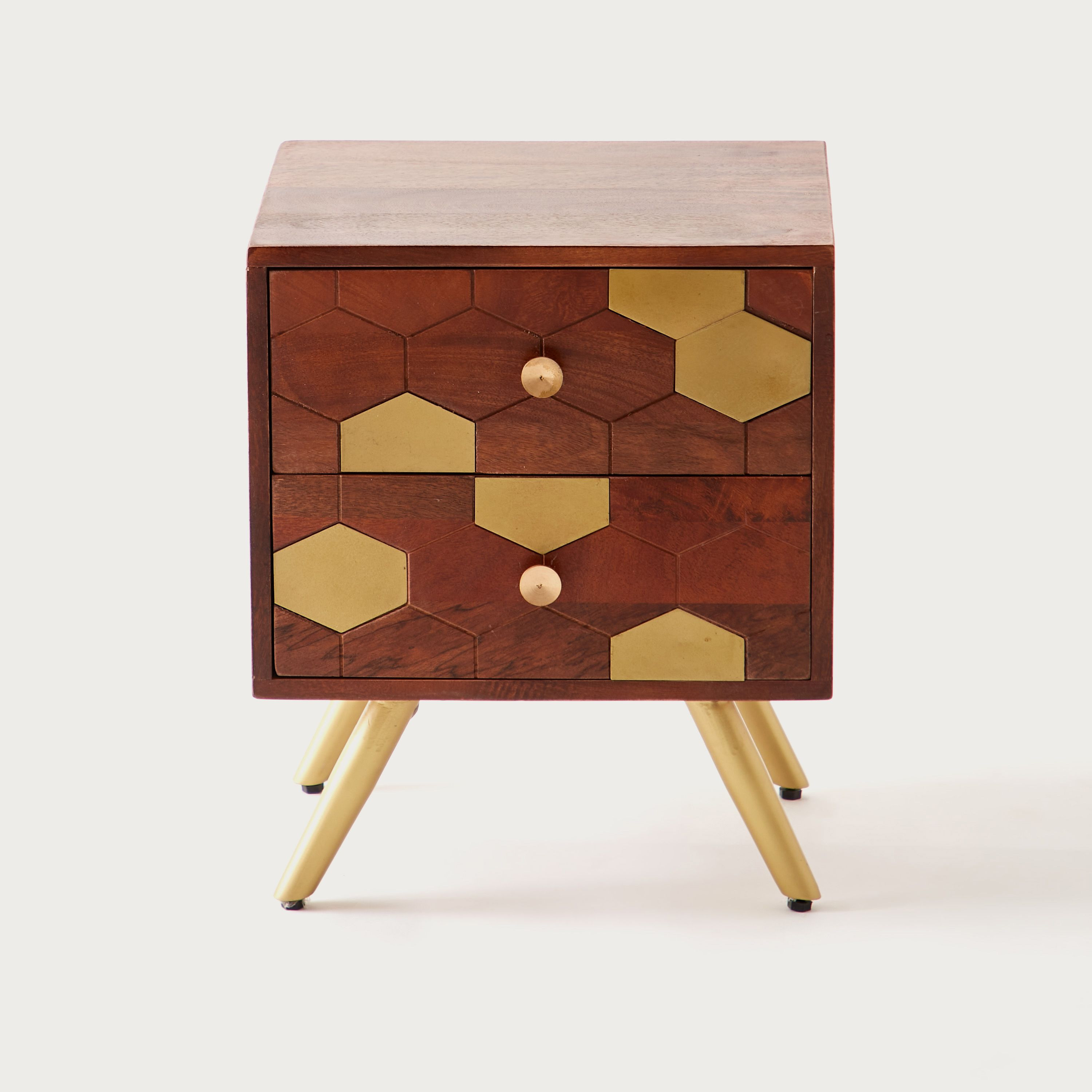 Wooden 2-Drawer Bedside Table - 40x35x50 cms-furniture-bedroom-nightstands-image-2