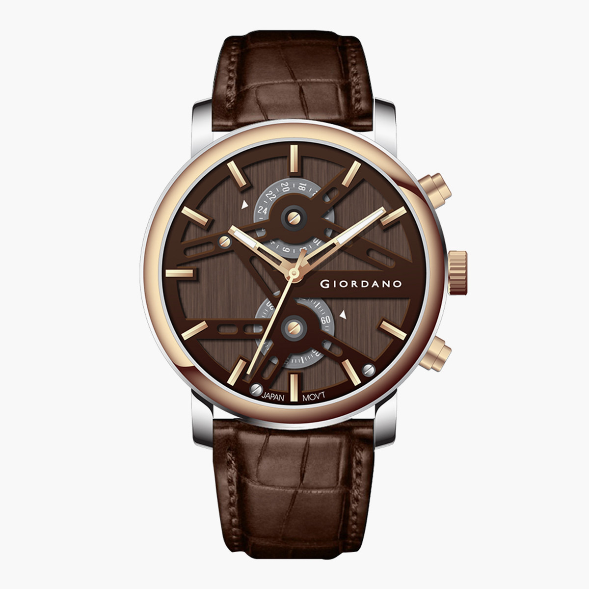 Buy Men s Giordano Men Leather Brown Strap Chronograph Watch GD 1174 05 Online Centrepoint UAE