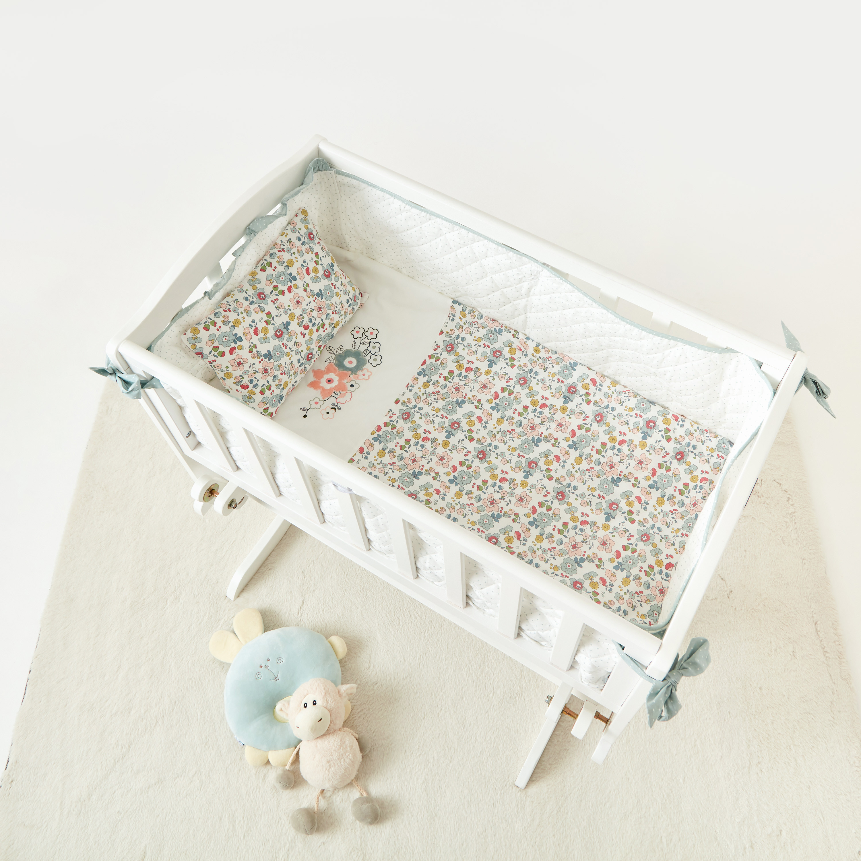 Juniors Floral Embroidery Cradle Bedding Set-baby-nursery-babybedding-image-1