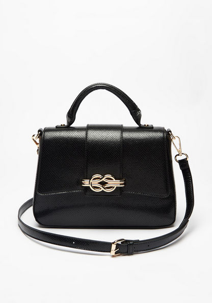 Celeste Textured Satchel Bag with Top Handle and Detachable Strap