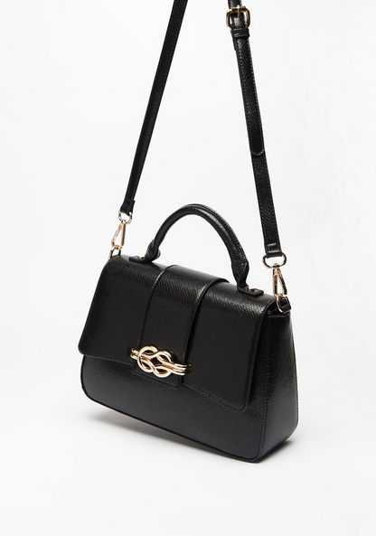 Celeste Textured Satchel Bag with Top Handle and Detachable Strap