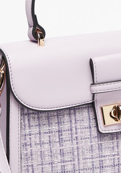 Celeste Tweed Panel Crossbody Bag with Top Handle and Twist Clasp-Women%27s Handbags-image-4