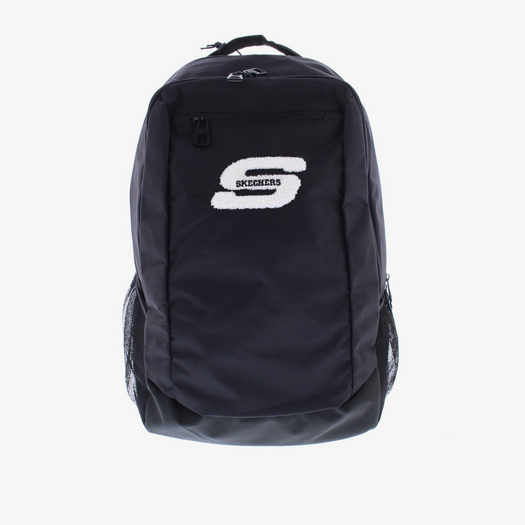Skechers Plain Logo Backpack with Zip Closure and Mesh Pockets