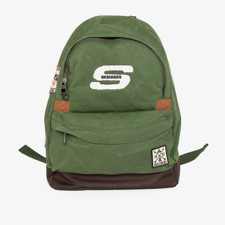 Skechers Printed Logo Backpack with Zip Closure and Adjustable Straps