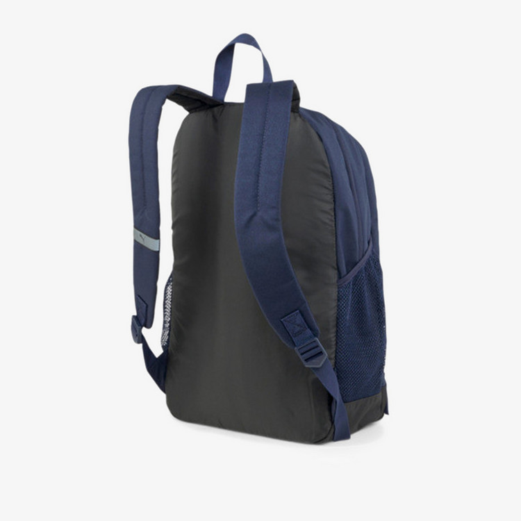 Puma Logo Embossed Backpack with Adjustable Straps and Zip Closure