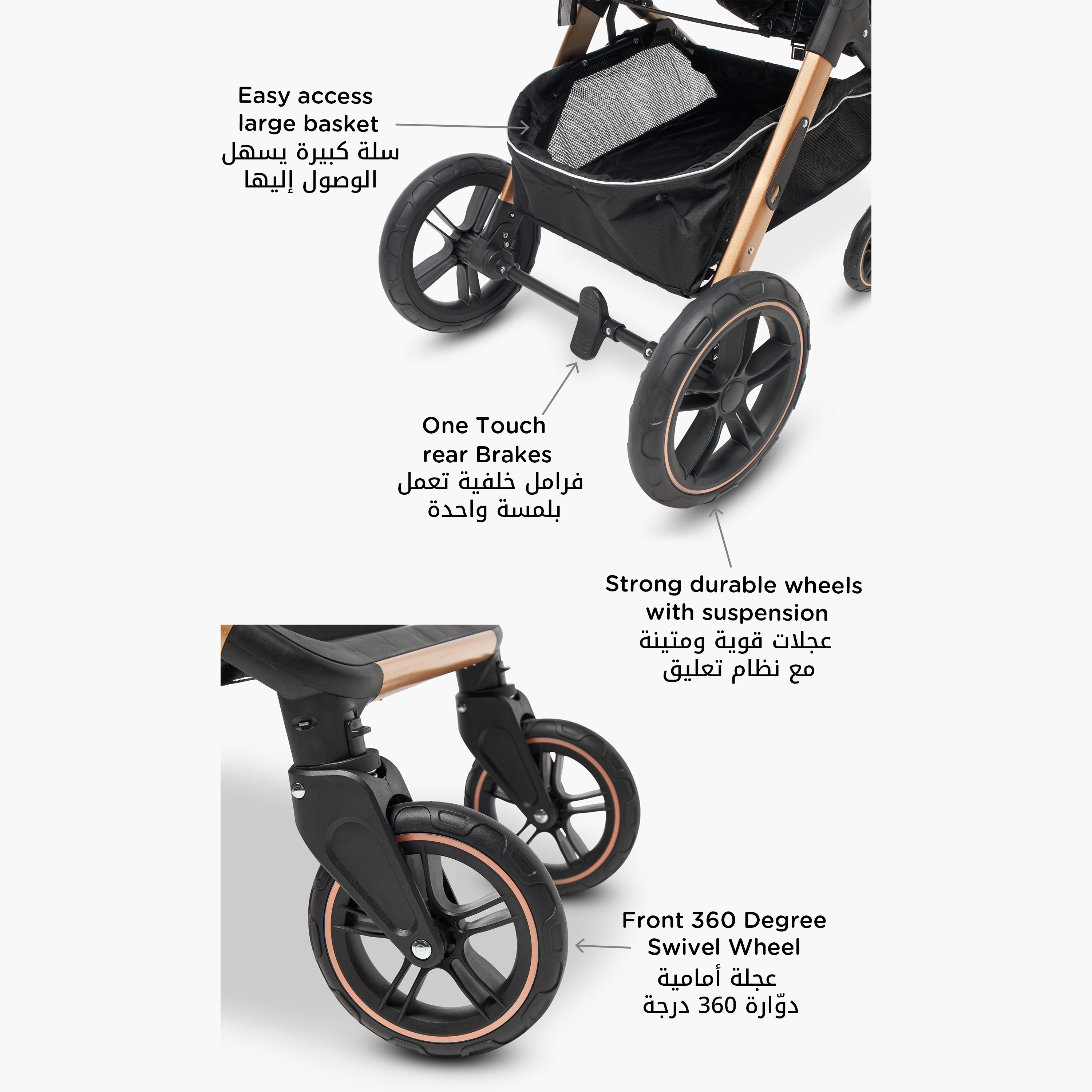 Juniors Anton Stroller with Push Button Folding System, Metal Frame and Wheel Lock-baby-gear-strollersandprams-strollers-image-10