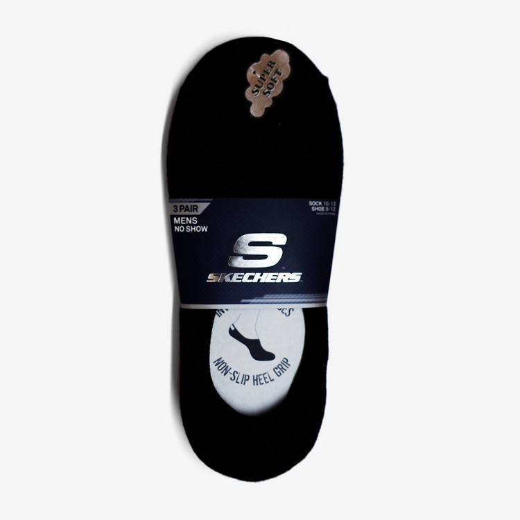 Skechers Solid No Show Sports Socks - Set of 3