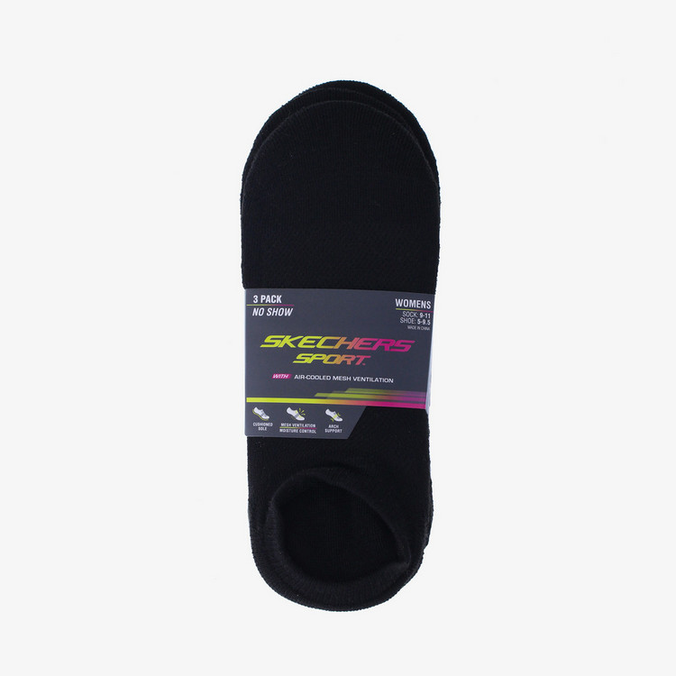 Skechers Solid No Show Sports Socks - Set of 3