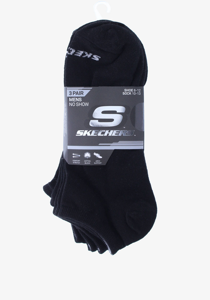 Skechers Logo Print No Show Sports Socks - Set of 3-Men%27s Socks-image-0