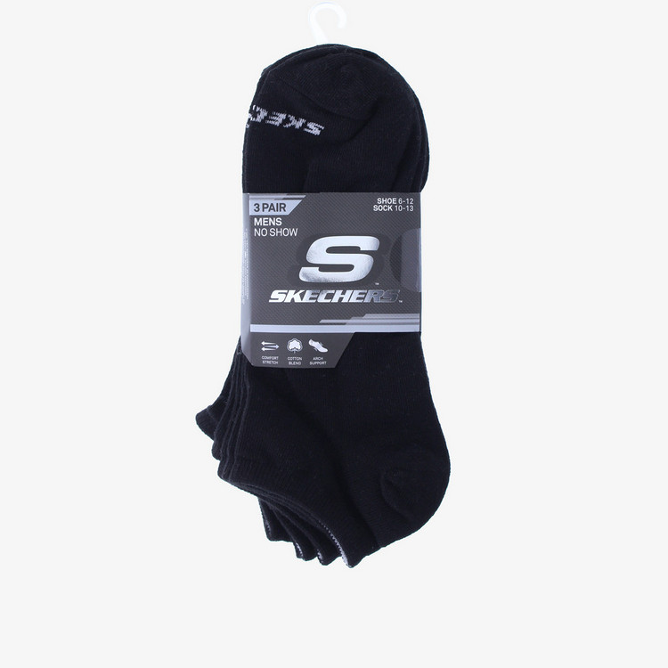 Skechers Logo Print No Show Sports Socks - Set of 3