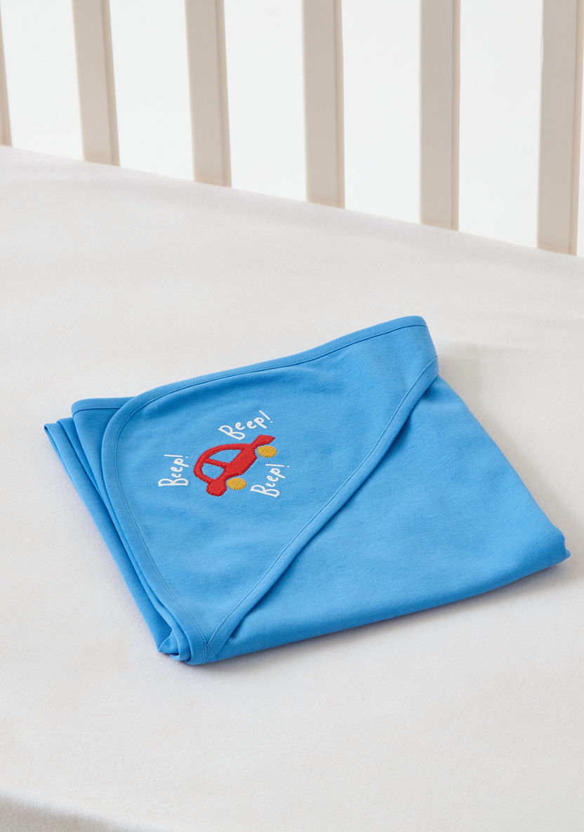 Juniors Solid Receiving Blanket with Hood - 80x80 cms-Receiving Blankets-image-3