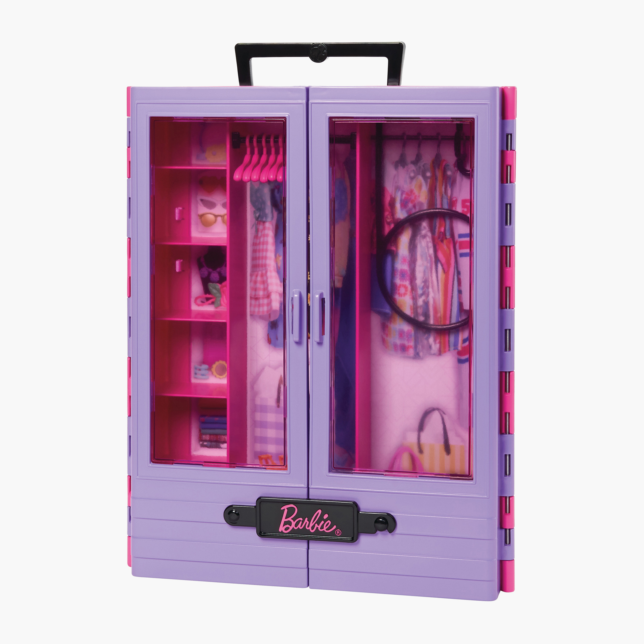 خزانة ملابس باربي فاشونيستاس بنفسجية محمولة مع 6 علاقات ورف قابل للطي من باربي-toys-dollsandplaysets-dollplaysets-image-4