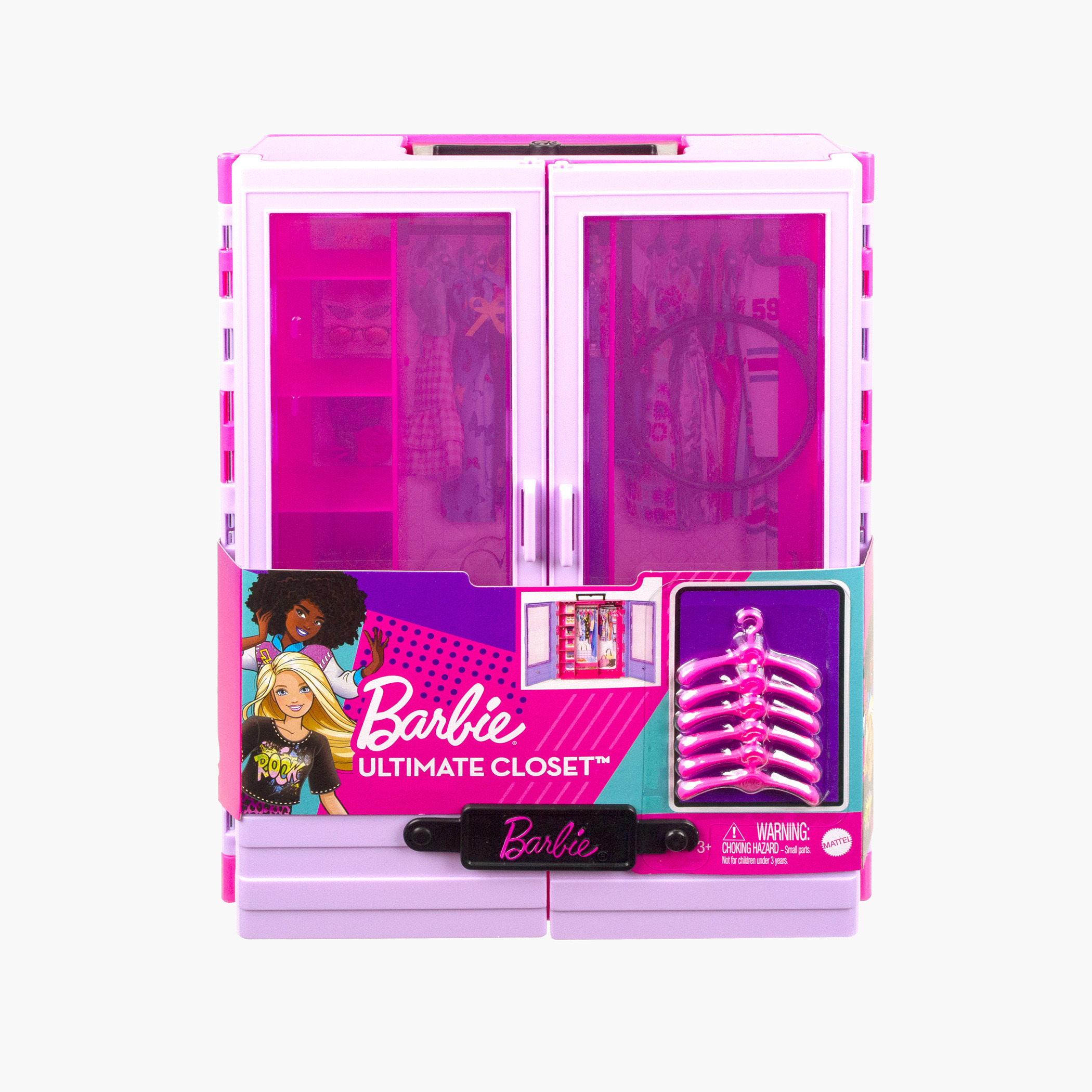 خزانة ملابس باربي فاشونيستاس بنفسجية محمولة مع 6 علاقات ورف قابل للطي من باربي-toys-dollsandplaysets-dollplaysets-image-6
