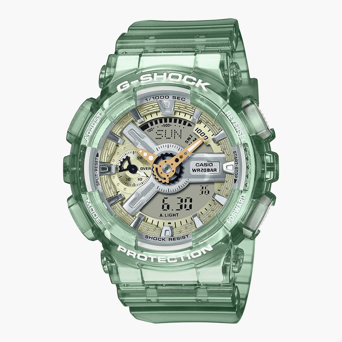 ساعة انالوج-رقمية من جي شوك للجنسين بسوار راتنج مع لون اخضر - GMA-S110GS-3ADR-men-watchesandjewellery-watches-image-1