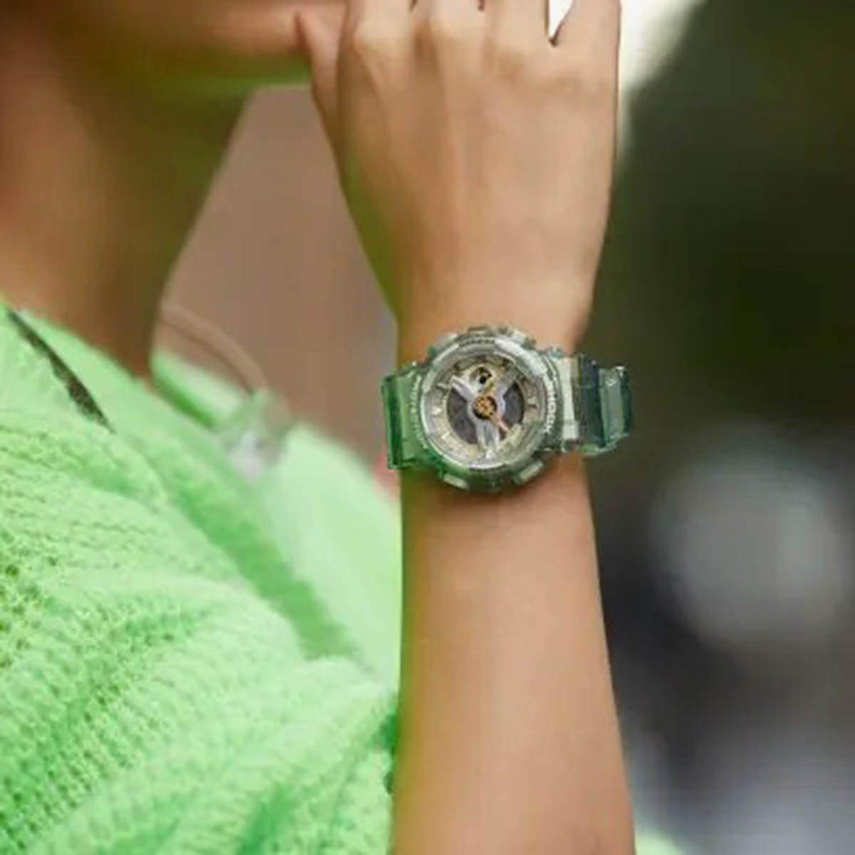 ساعة انالوج-رقمية من جي شوك للجنسين بسوار راتنج مع لون اخضر - GMA-S110GS-3ADR-men-watchesandjewellery-watches-image-5