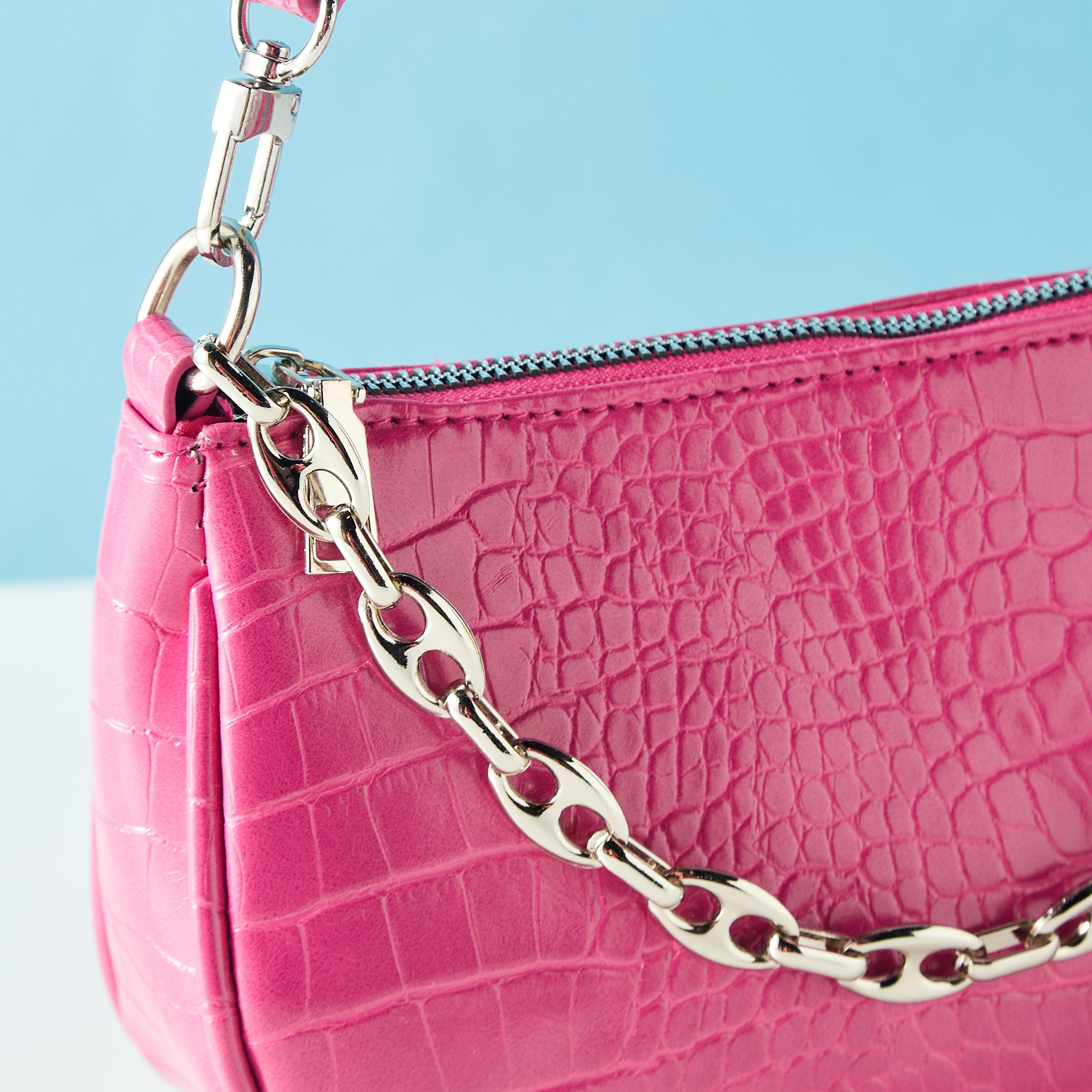 Mistotes Textured Baguette Bag with Zip Closure-women-bagsandwallets-handbags-image-3