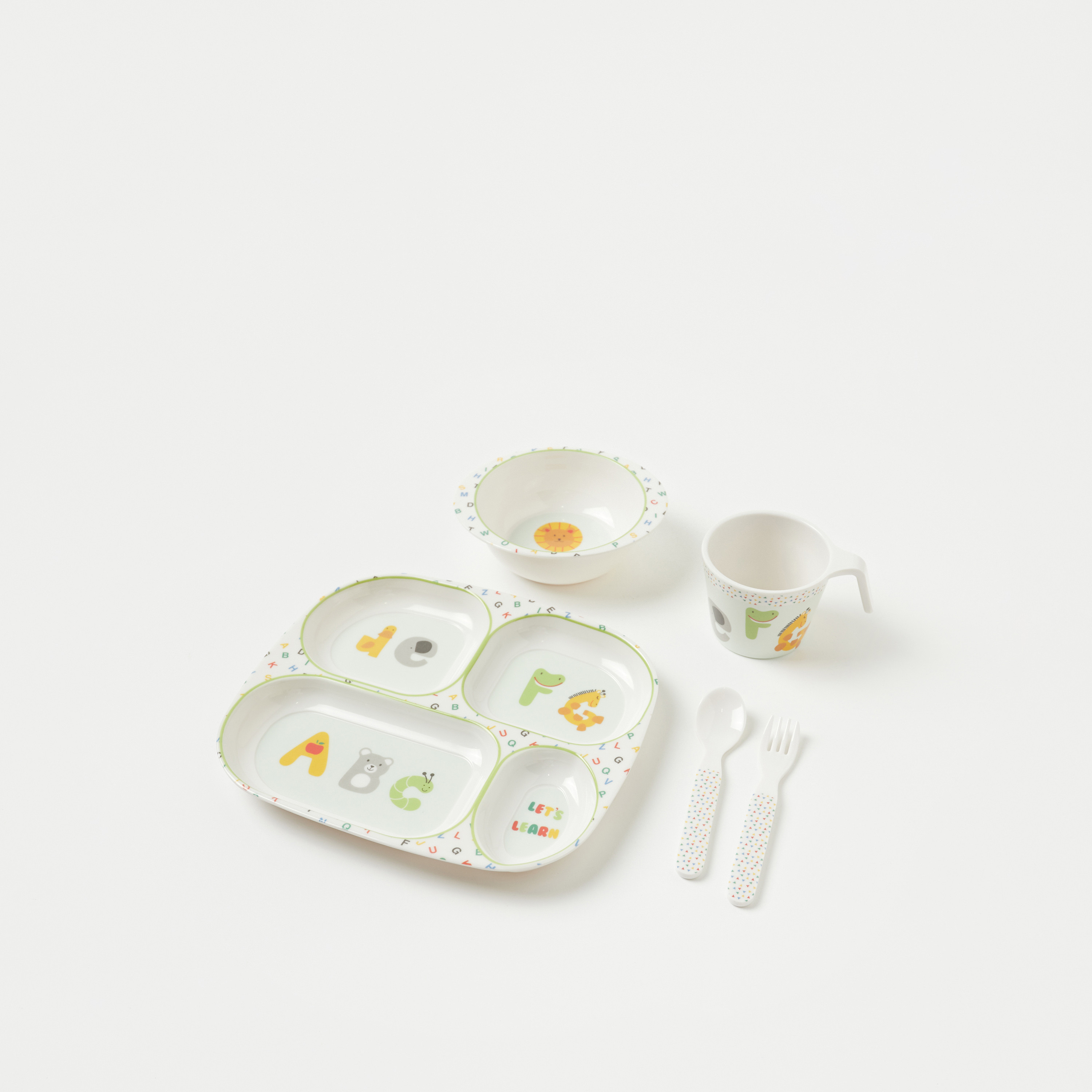 Juniors Alphabet Print 5-Piece Dinner Set-baby-feeding-mealtimeessentials-image-1