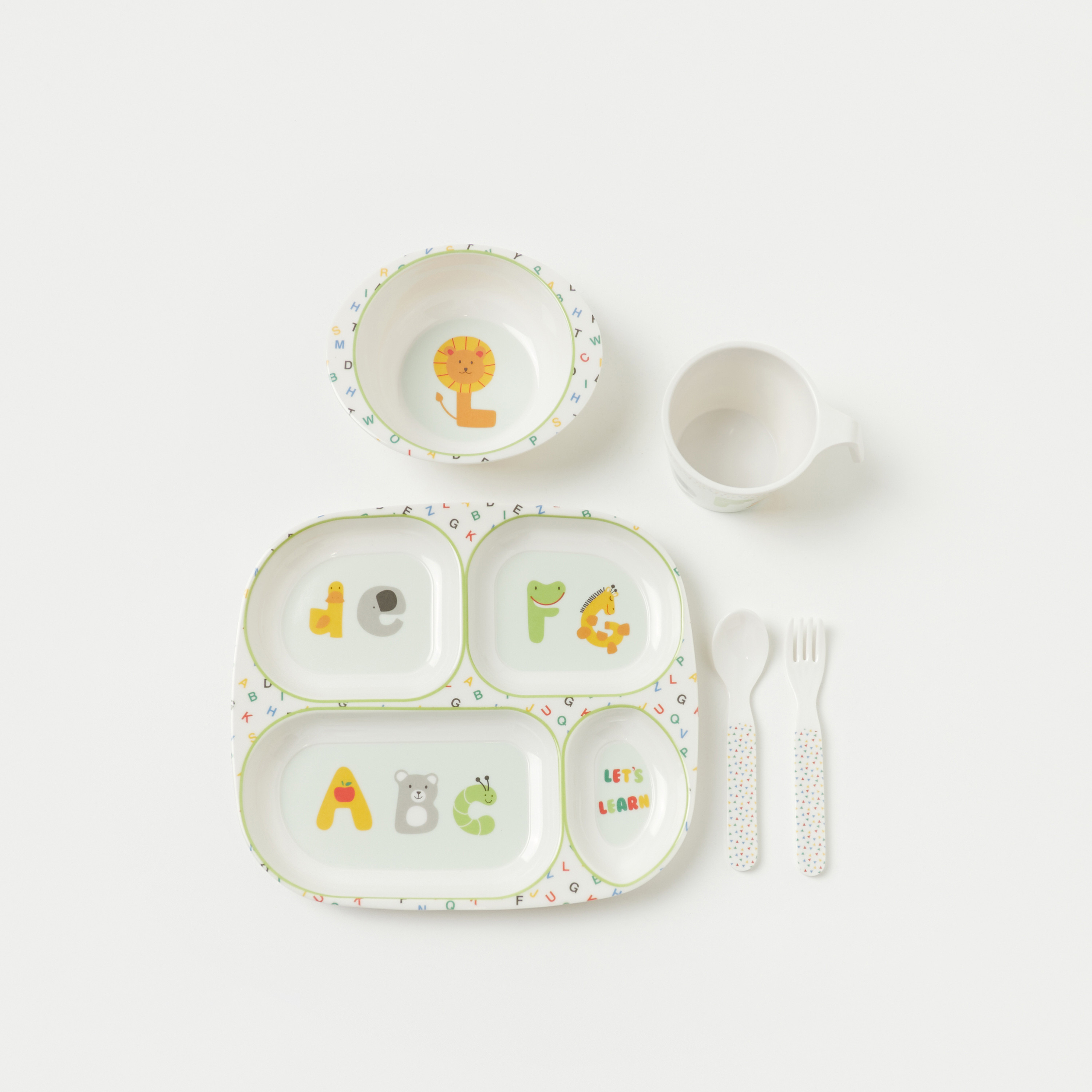 Juniors Alphabet Print 5-Piece Dinner Set-baby-feeding-mealtimeessentials-image-2