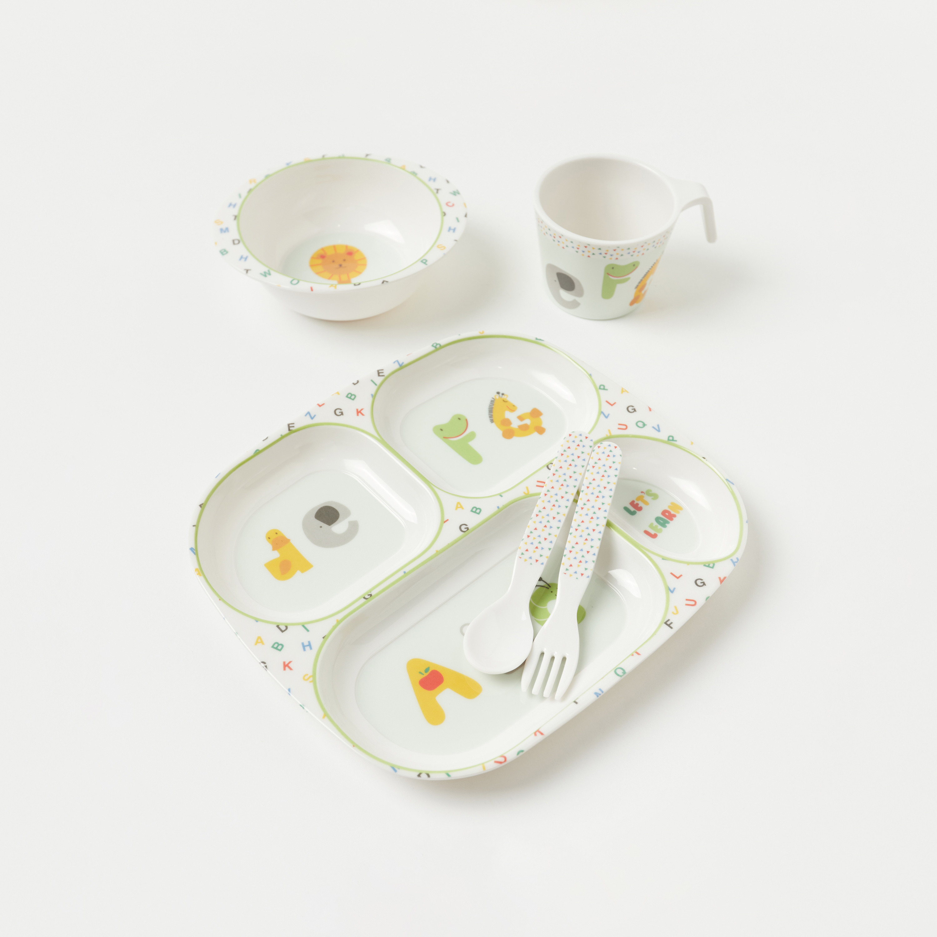 Juniors Alphabet Print 5-Piece Dinner Set-baby-feeding-mealtimeessentials-image-3