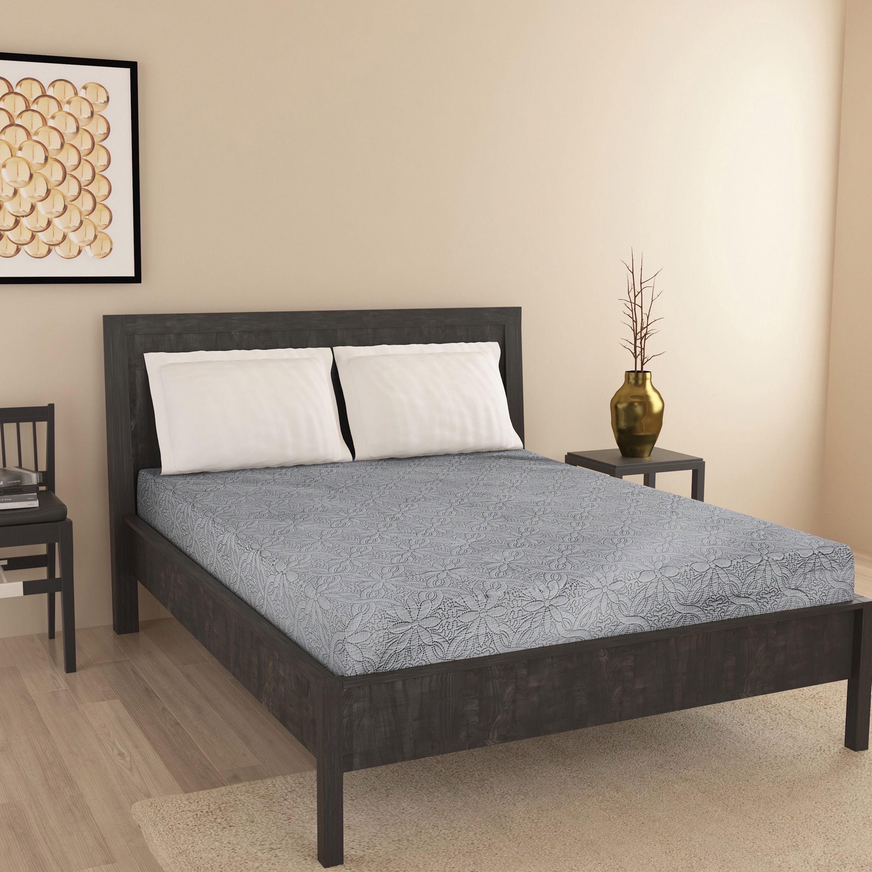 شرشف سرير كينج بتطريز أزهار - 220x240 سم-household-bedding-comfortersandbedspreads-bedspreads-image-1