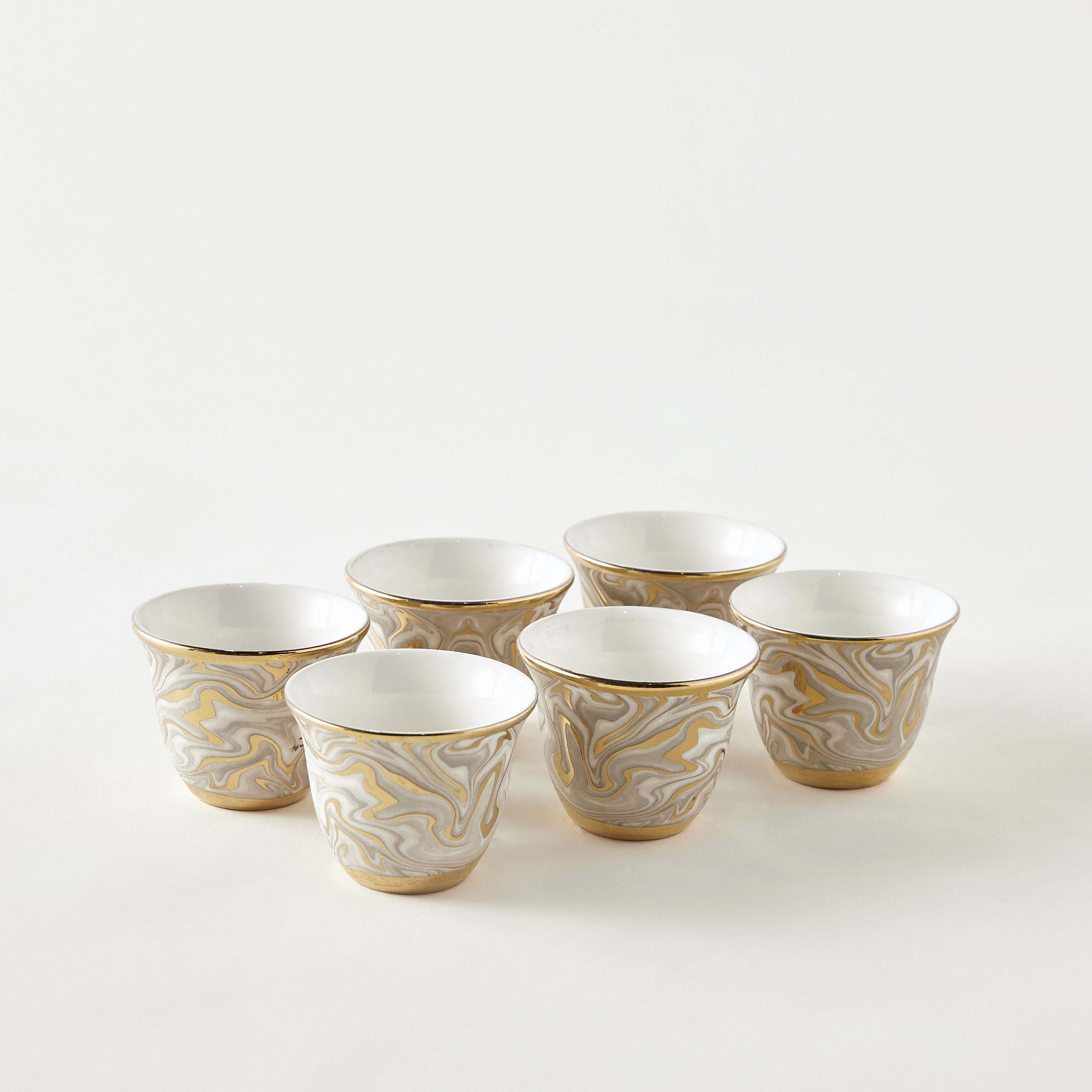 Marble Print Bone China Cawa Cup - Set of 6-household-dining-teaandcoffee-teaandcoffeesets-image-3