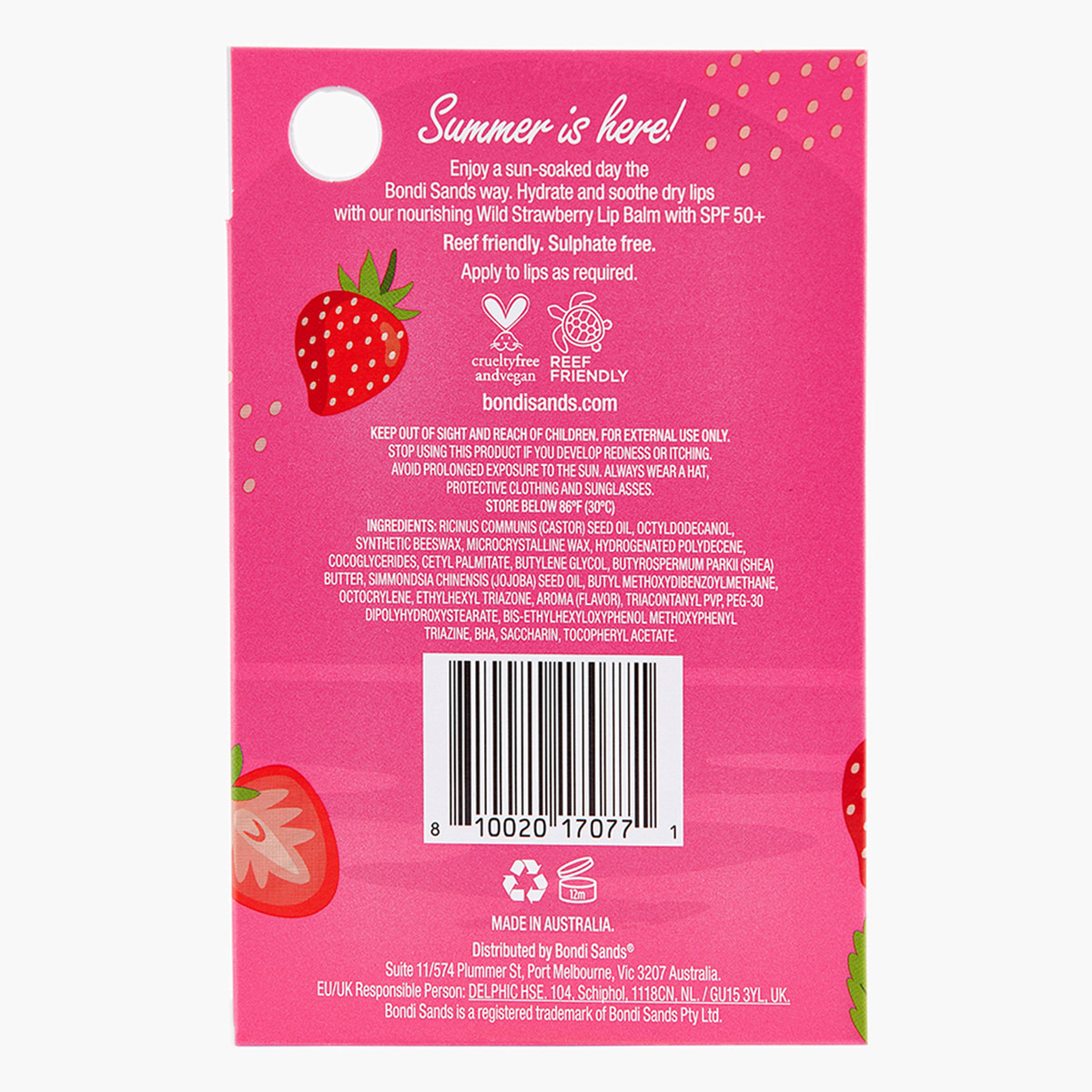 Bondi Sands Strawberry Lip Balm - 10 g-beautyandpersonalcare-skin-moisturisers-facemoisturisers-image-2