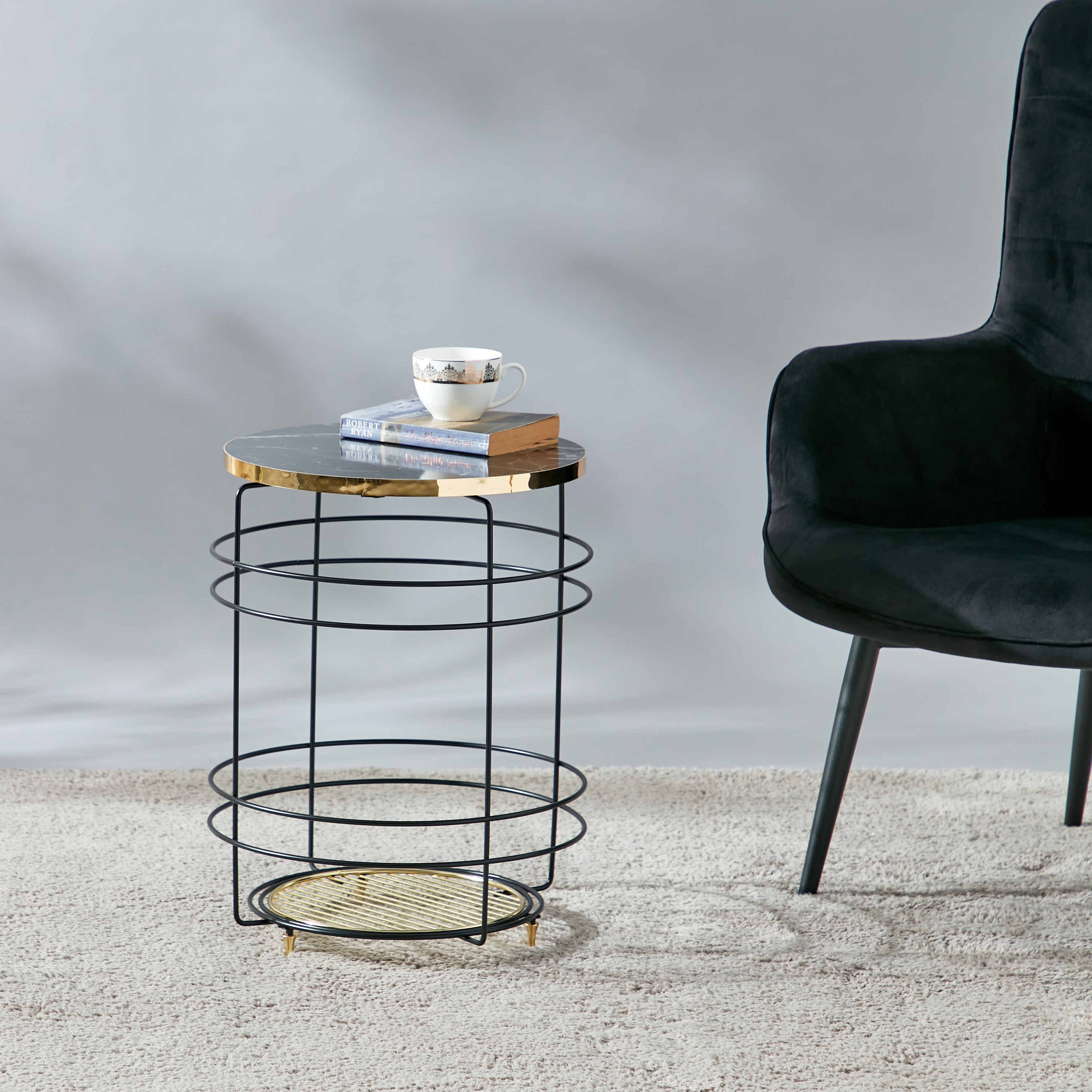 Metallic Side Table - 40x40x55 cms-furniture-livingroom-sideandendtables-image-1