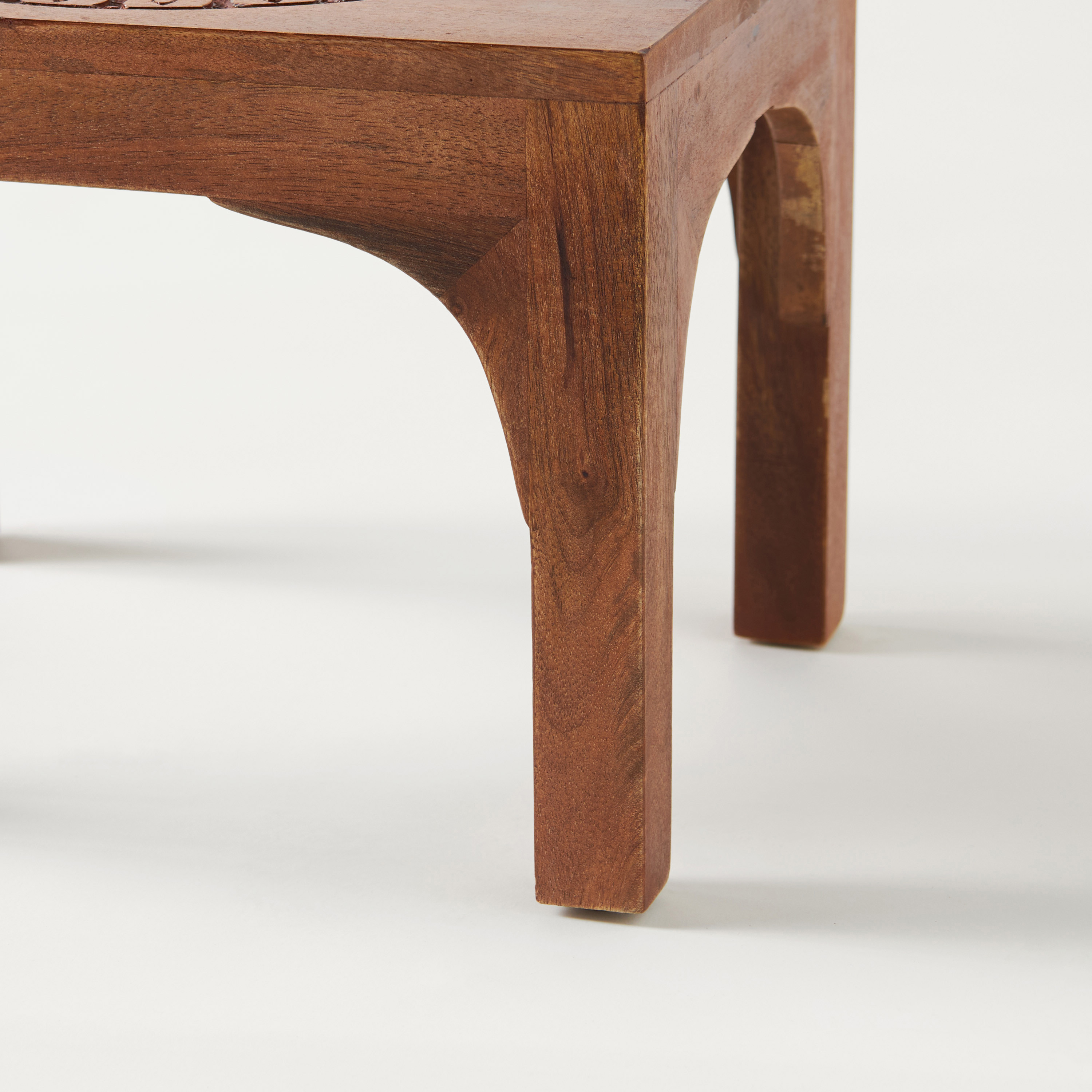 Carved Detail Wooden Stool - 35x28x25 cms-furniture-sofaandseating-ottomansbeanbagsandpoufs-image-4