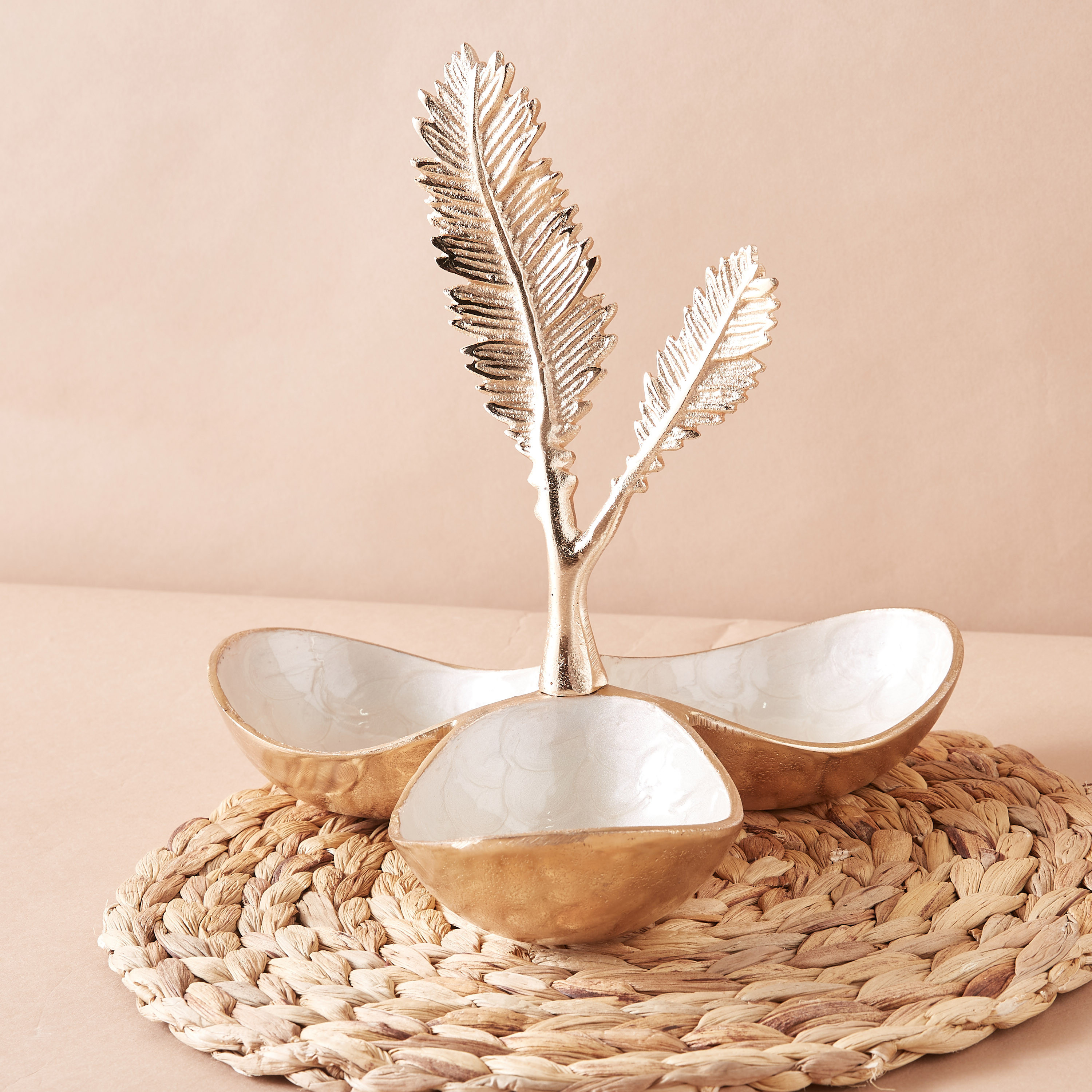 Feathers Accented Decorative Nuts Bowl - 23x22 cms-household-dining-dinnerware-bowls-image-1