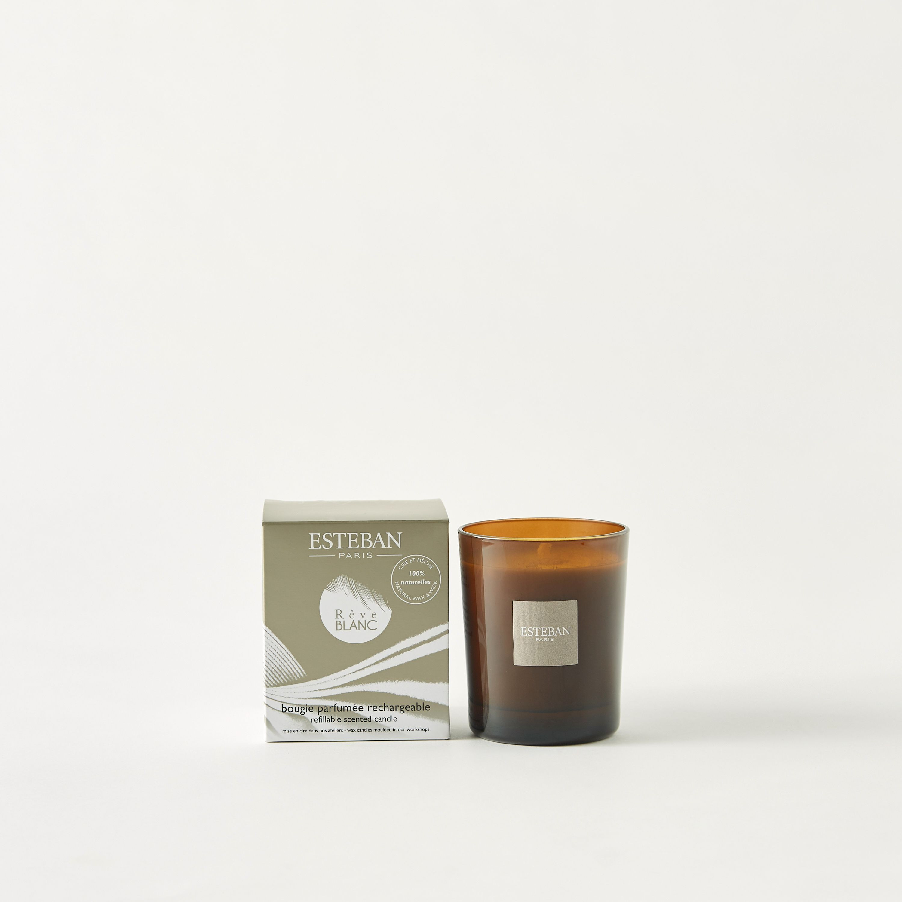 Esteban Reve Blanc Refillable Scented Glass Jar Candle - 170 gms-household-homefragrance-candles-image-1