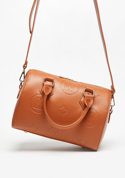 Elle Monogram Embossed Bowler Bag with Double Handles
