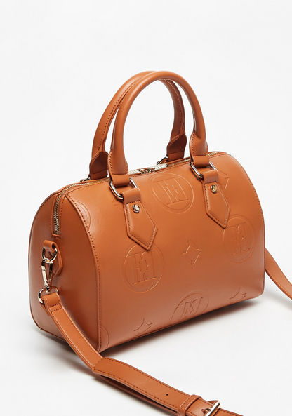 Elle Monogram Embossed Bowler Bag with Double Handles-Women%27s Handbags-image-2
