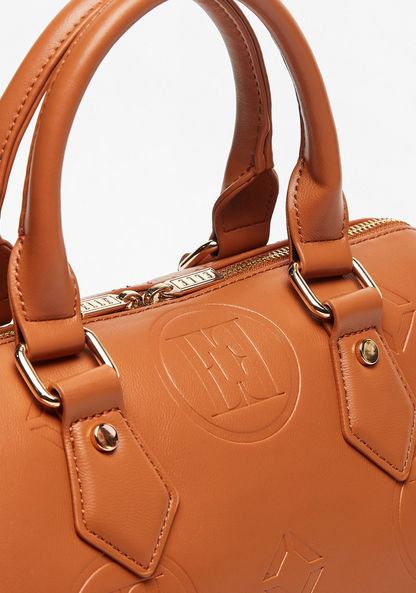 Elle Monogram Embossed Bowler Bag with Double Handles-Women%27s Handbags-image-3