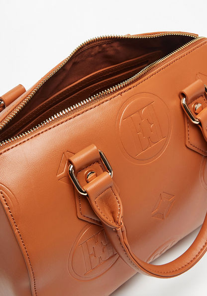Elle Monogram Embossed Bowler Bag with Double Handles-Women%27s Handbags-image-4