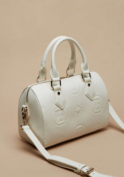 Elle Monogram Embossed Bowler Bag with Double Handles