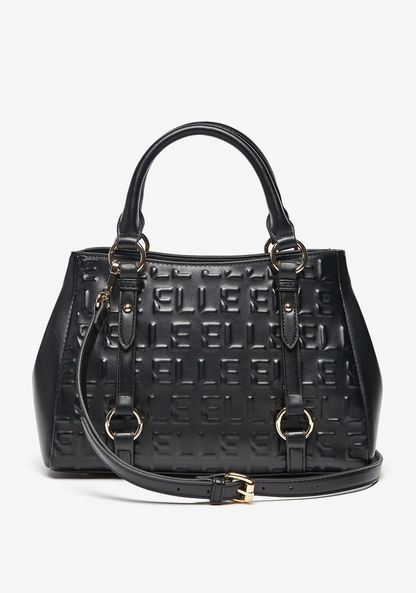 Elle Monogram 3D Embossed Tote Bag with Dual Handle and Detachable Strap-Women%27s Handbags-image-1
