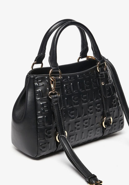 Elle Monogram 3D Embossed Tote Bag with Dual Handle and Detachable Strap-Women%27s Handbags-image-3