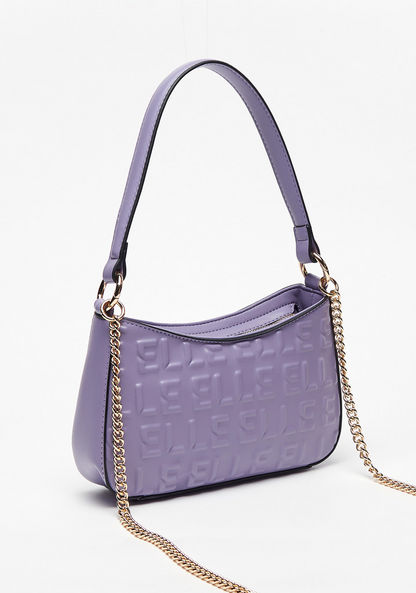 Elle Embossed Crossbody Bag with Chain Strap and Zip Closure