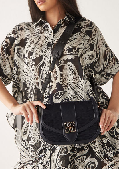 Elle Textured Crossbody Bag with Twist and Lock Closure-Women%27s Handbags-image-0