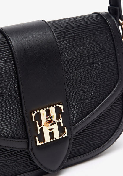 Elle Textured Crossbody Bag with Twist and Lock Closure-Women%27s Handbags-image-4