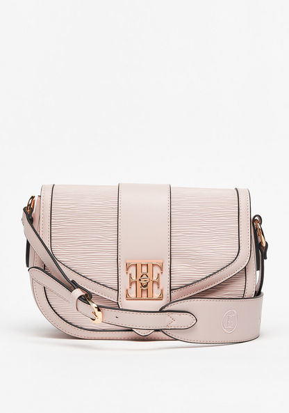 Elle Textured Crossbody Bag with Twist and Lock Closure-Women%27s Handbags-image-0